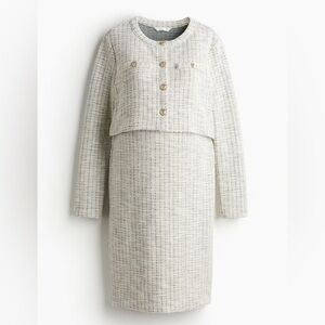 H&M Maternity MAMA 2-piece top and skirt set | cream and plaid size XL